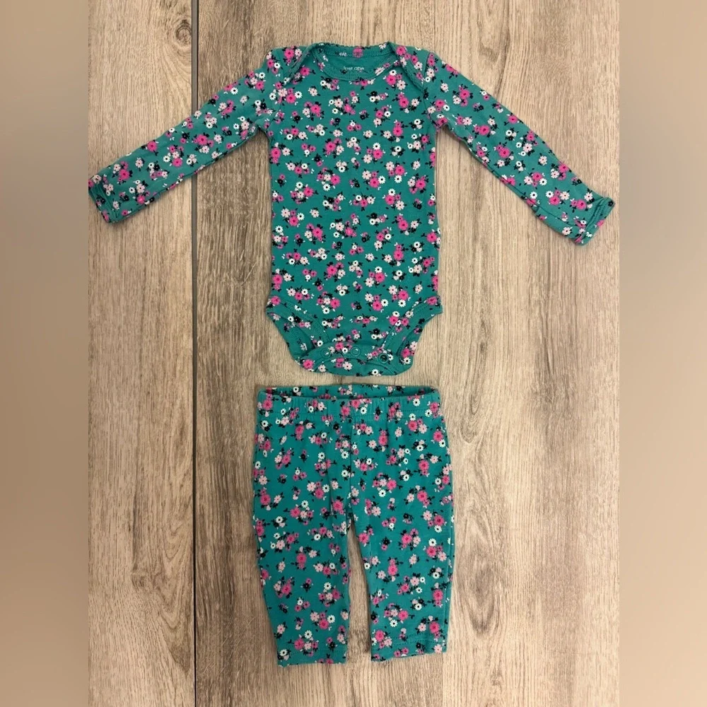 Floral Baby long sleeve onesie and Pants Set
